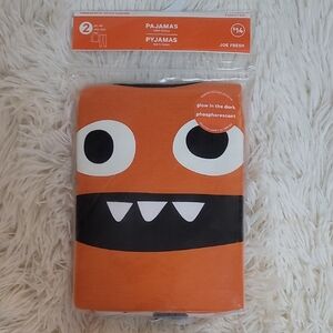 Joe Fresh Kids Orange Monster Pajama Set, Halloween, Glow In The Dark